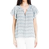 Max Studio Women's Crepe Flutter Sleeve Blouse