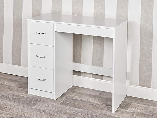 Urbnliving 3 Drawer Wooden Bedroom Dressing Table White Carcass