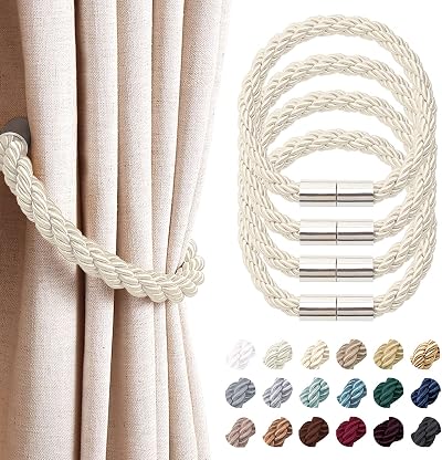 Pretty Jolly 4 Pack Magnetic Curtain Tiebacks Beige Modern Drape Holdbacks