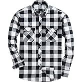 Alimens & Gentle Men's Button Down Regular Fit Long Sleeve Plaid Flannel Casual Shirts