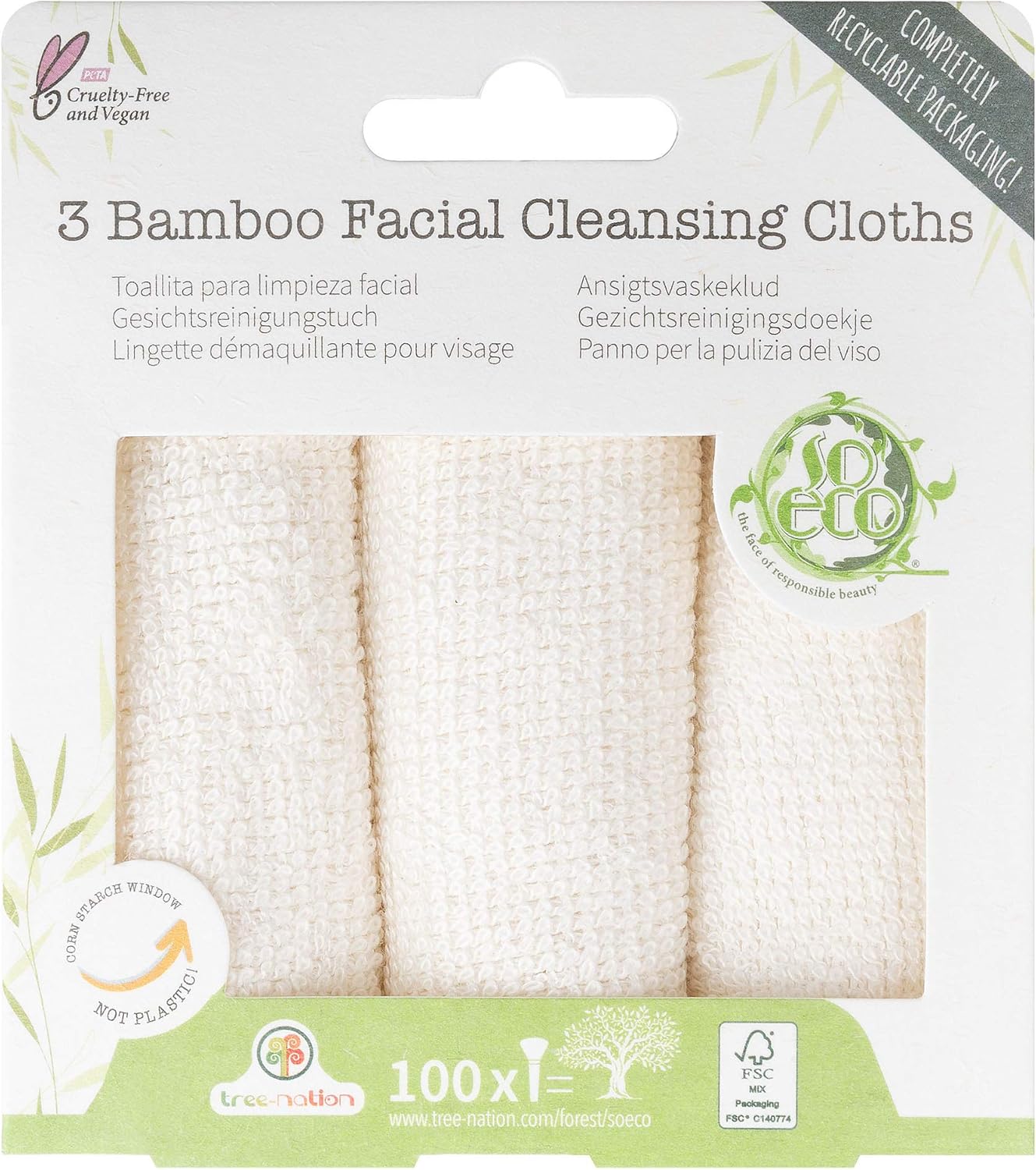 So Eco Reusable Facial Cleansing Cloths, Set of 3 Soft Polyester Face Cloths, Eco-Friendly - Image 4