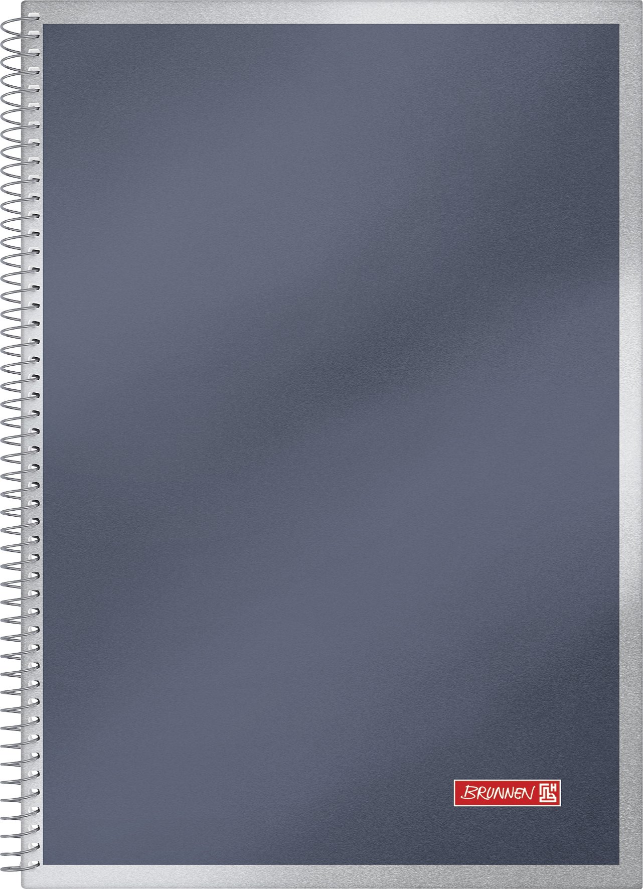 Brunnen 106793480 Spiral Glasses Metallic Hard Cover Notebook A4 Squared with Border and Header, 100 Sheets (Single, Black)