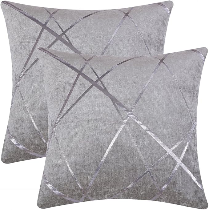 Gigizaza Cushion Covers 55 x 55 cm Silver Grey Square Big Chenille