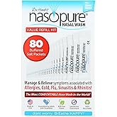 Nasopure Nasal Wash, Value Refill Kit, “The Nicer Neti Pot” Sinus Wash Kit, Comfortable Nasal Rinse 80 Salt Packets (3.75 Gra