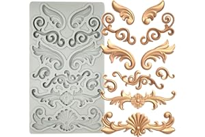 KAKIWYHHH Redesign Home Decor Moulds,Style A,Baroque Curlicues Scroll Lace,Sculpted Decoration,Fondant,Sugar Craft,Cake Decorating, Epoxy Resin Silicone,Baking DIY,Craft,Soap,Polymer Clay,Molds