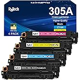 305A Toner Cartridges 4 Pack,for HP 305A 305X CE410A Black Cyan Yellow Magenta 4 Pack with Chip Replacement for HP LaserJet P