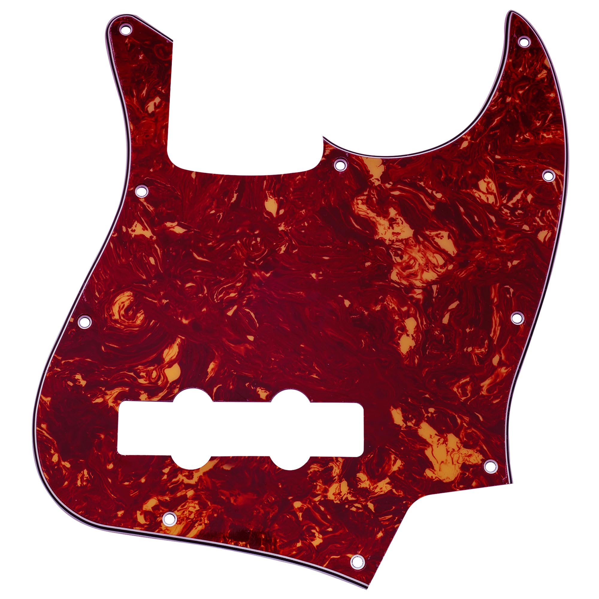 Musiclily 10 Hole J Bass Pickguard for Fender American/Mexican Made Standard Jazz Bass, 4Ply Vintage Tortoise