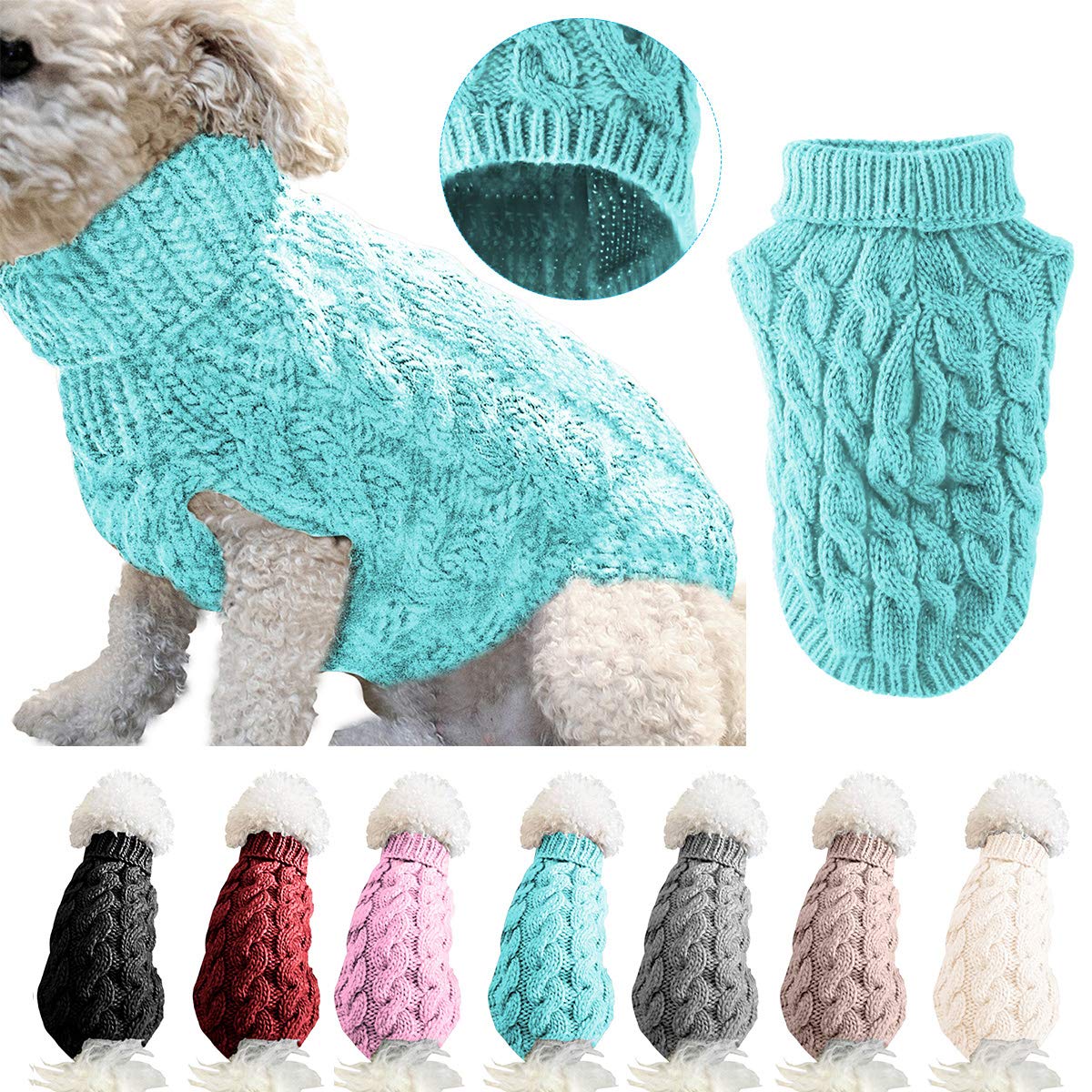 Pet Dog Turtleneck Knitting Sweater Coat Winter Warmer Thickening Pullover Knitwear Crochet Coat Clothes for Small Dog Puppy Cat