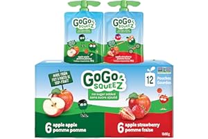 GoGo squeeZ Fruit Sauce Variety Pack, Apple, Strawberry, No Sugar Added. 90g per pouch, Pack of 12