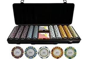 KARDSHARK 500 Piece Monte Carlo Low Denomination Poker Chip Set - 14g Heavy Clay Casino Grade Small Stakes Monte Carlo Poker Chips Small Denomination Cash Game Set