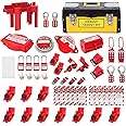 OMGTMD Lock Out Tag Out Kit Safety Padlocks Lockout Hasp Breaker Lockout Ball Valve Lockout Steel Cable Lockout Plug Loto Valve Circuit Breaker Lockout Loto Station