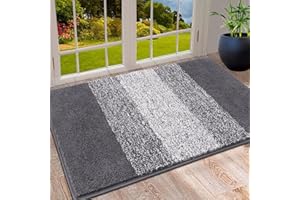 Vaukki Indoor Doormat Entryway Door Mat, Non Slip Absorbent Mud Trapper Mat Inside Floor Mat, Washable Door Carpet for Entryway (24''x36'', Grey)
