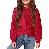 Arshiner Girl's Sweaters Kids Twist Front Cute Pullover Knitted Jumper Fall Winter Clothes