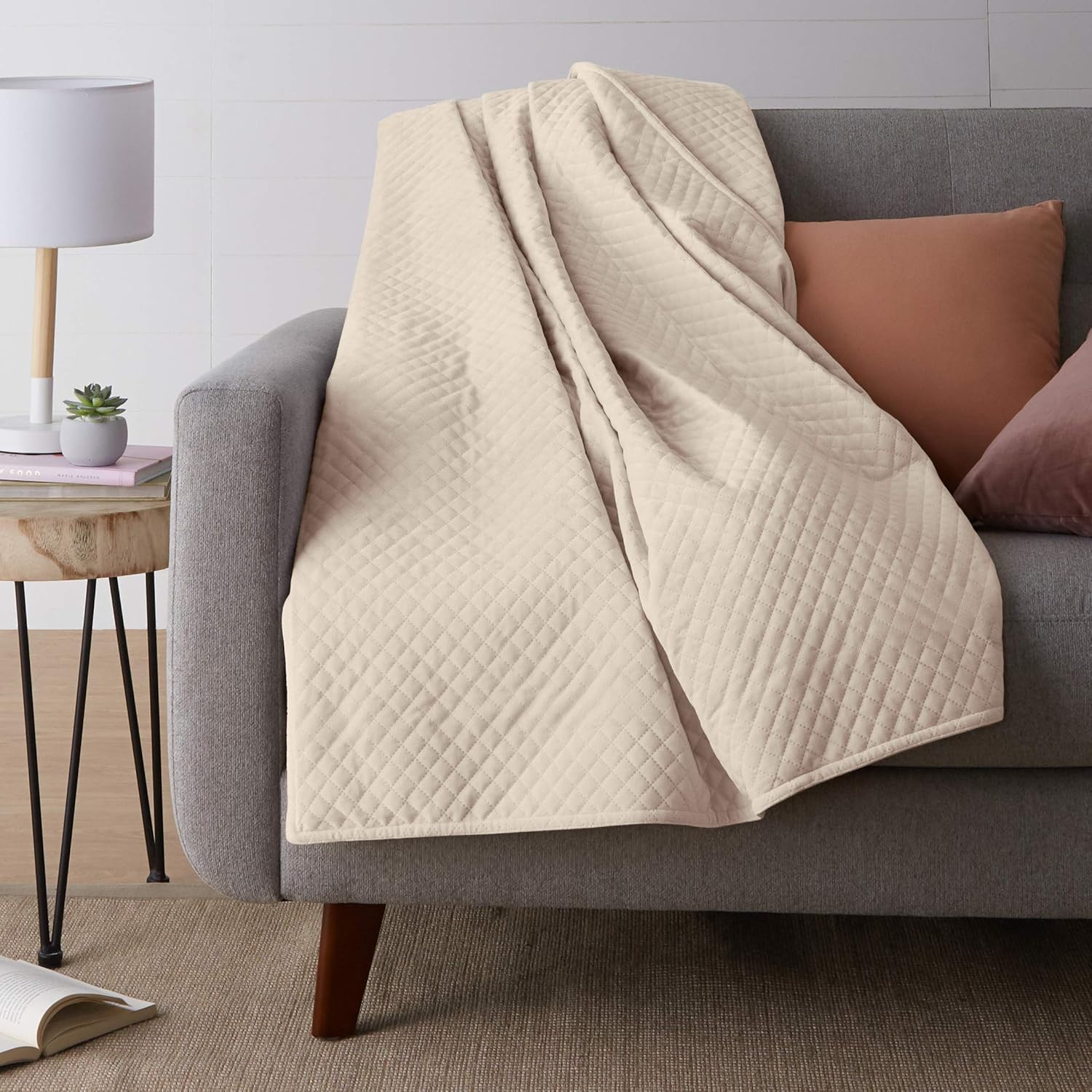 Basics Quilted Minky Weighted Blanket Cover - 60" x 80" (Full/Queen), Dark Grey: Home & Kitchen