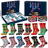 MOVINPE Socks Advent Calendar for Adults Men Women, 12 Pair of Christmas Crew Socks Funny Sock Countdown to 2025 Christmas, 24 Days Surprise Xmas Gifts Warm Cotton Sock