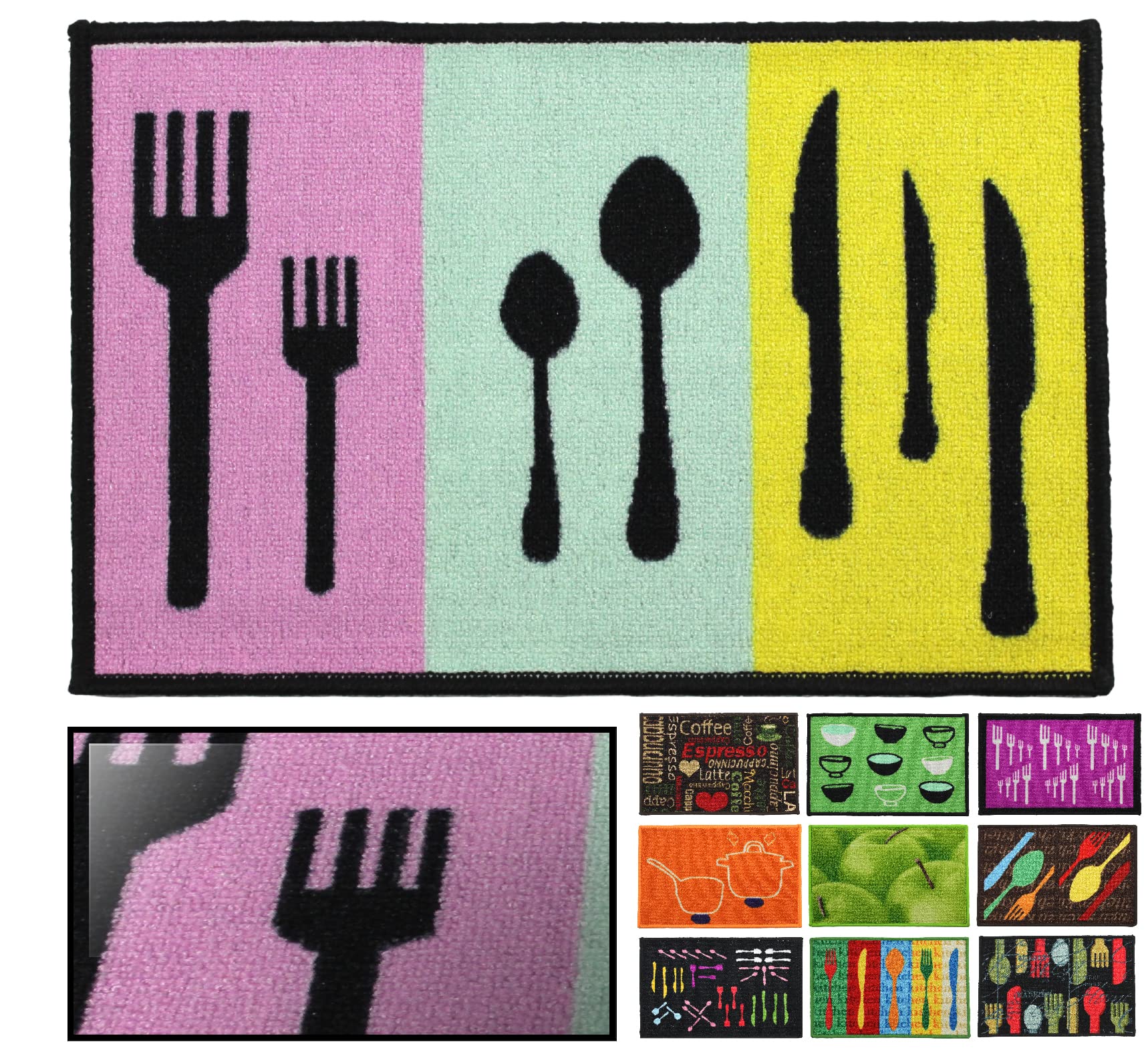 LucaHome – Kitchen Doormat, Non-Slip, Very Absorbent, Tricolour Doormat, 50 x 130 cm, Indoor Doormat, Machine Washable