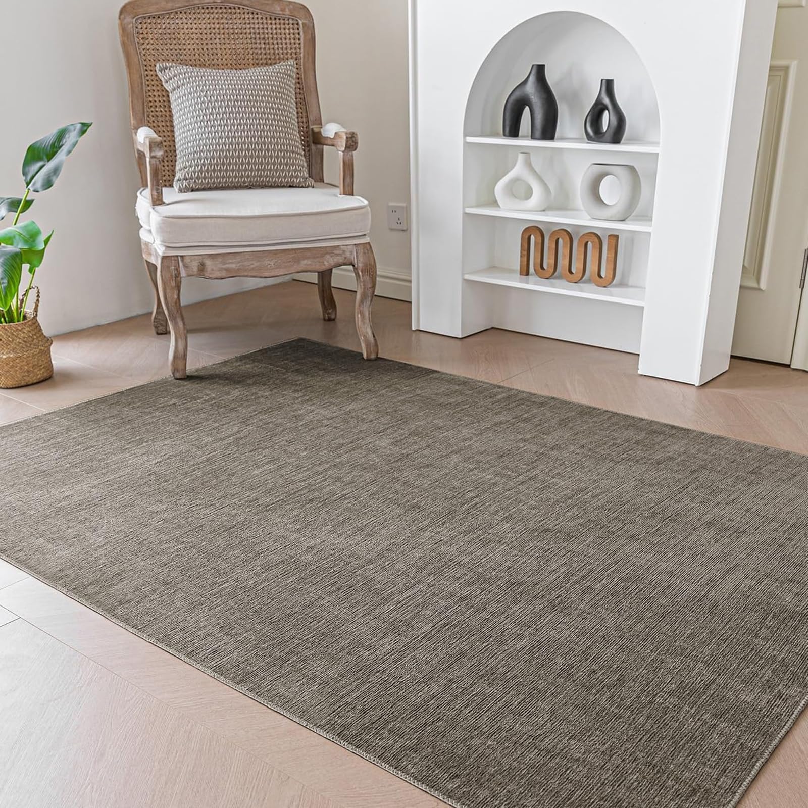 Evitany Modern Rug for Living Room Anti-Slip Rugs Washable Short Pile Carpet Soft Area Rugs with Anti-Skid Rubber Backing(Taupe,120x160 cm)