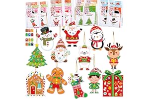 Supervitae 24 Sets Christmas Craft Kits DIY Christmas Tree Ornament Decorations Art Sets Santa Snowman Gingerbread Crafts Stickers for Holiday Xmas Home Classroom Activities Party Favors(Reindeer)