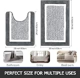 Pauwer 2-Piece Bath Rug Set Non-Slip Shaggy 50x80cm 50x60cm Dark Grey view 3
