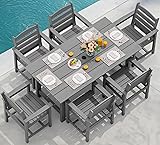 SERWALL Outdoor HDPE Dining Table Set, 7-Piece