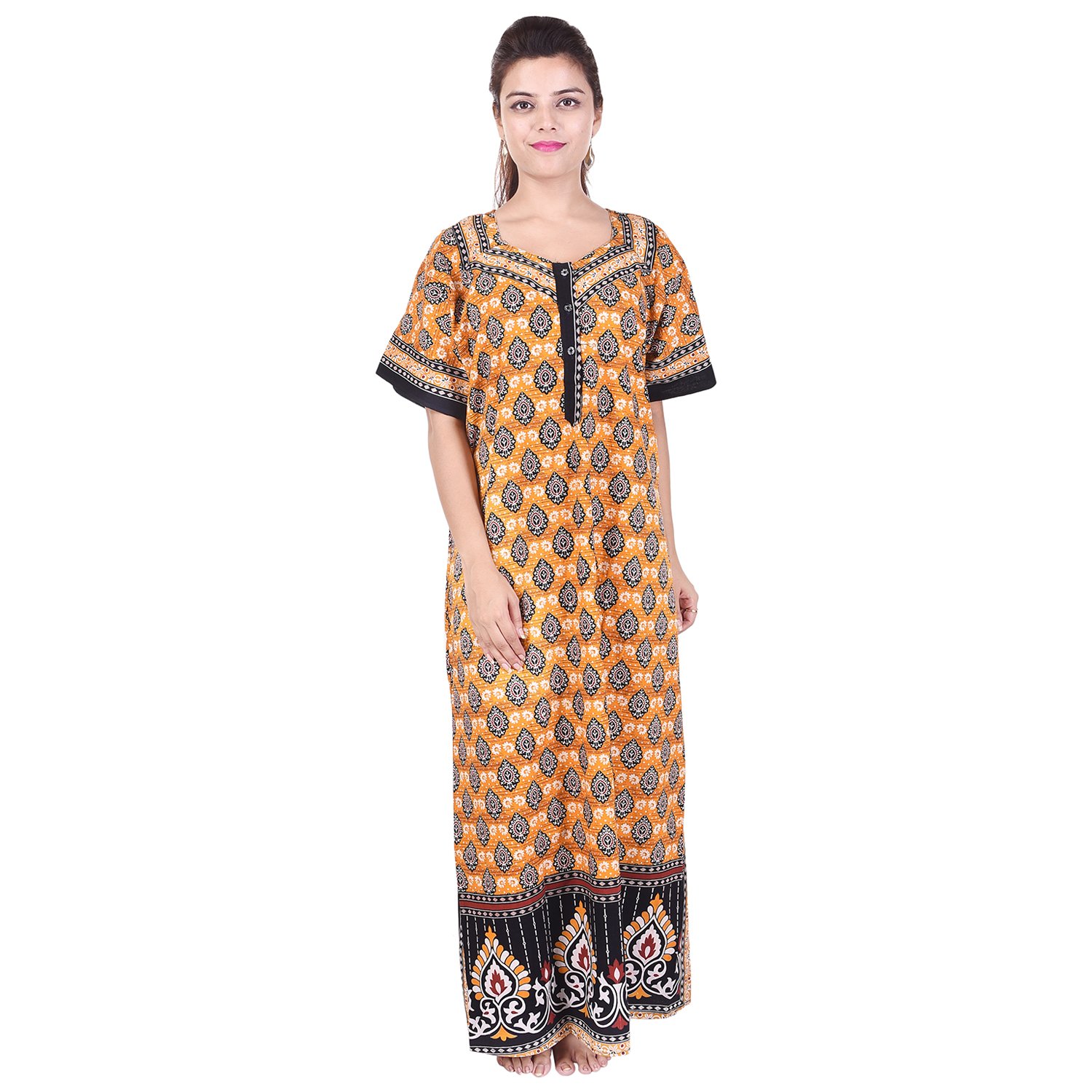 jwf women's cotton nighty free size (pack of 4 pcs)