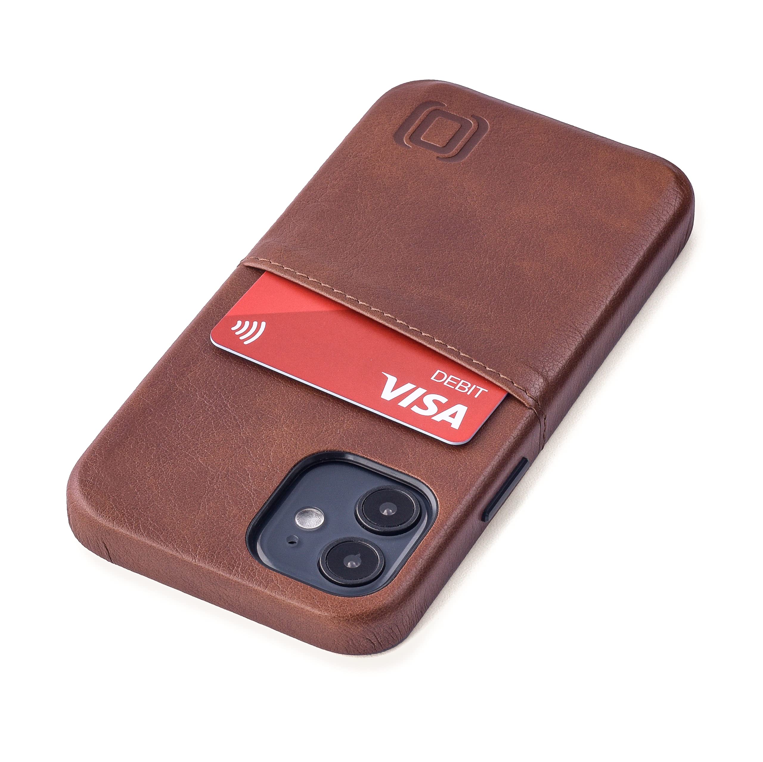Dockem Wallet Case for iPhone 12 mini: Built-in Metal Plate for Magnetic Mounting & 1 Credit Card Holder: 5.4" Exec M2, Smooth Synthetic Leather (Brown) โ image 1