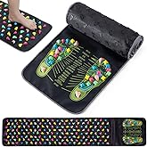 Worive Foot Massage Mat, Reflexology Walk Stone Road Acupressure Mat with Chart, Feet Pressure Point Mat for Elderly Students and Office Workers (68.9 x 13.78 Inches)