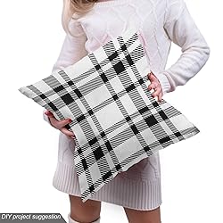 Ambesonne Plaid Fabric by The Yard, Black and White