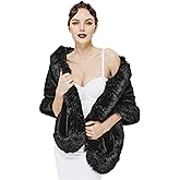 BABEYOND Faux Fur Shawl for Women with Collar Scarf Wrap Faux Fur Evening Cape for Winter Coat