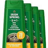 Irish Spring 5 in 1 Body Wash, Golden Honey &amp; Vetiver, 20 fl oz (4 Pack) | Shampoo, Conditioner, Body and Face Wash, 24-Hour Deodorizer, Paraben-Free, Grooming Routine, Everyday Use, Active Lifestyle