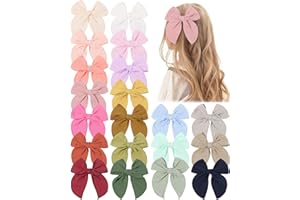 doboi 5.5 Inch 20PCS Baby Girls Fable Hair Accessories: Muslin Gauze Long Tail Hand-Tied Alligator Clips for Toddlers and Kids