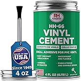 HH-66 Vinyl Cement 4 oz - Waterproof PVC &amp; Vinyl Glue for Pools, Tarps | Flexible waterproof bond, dries clear, for vinyl, PVC and canvas, pool liners, inflatables, tarps, boat seats