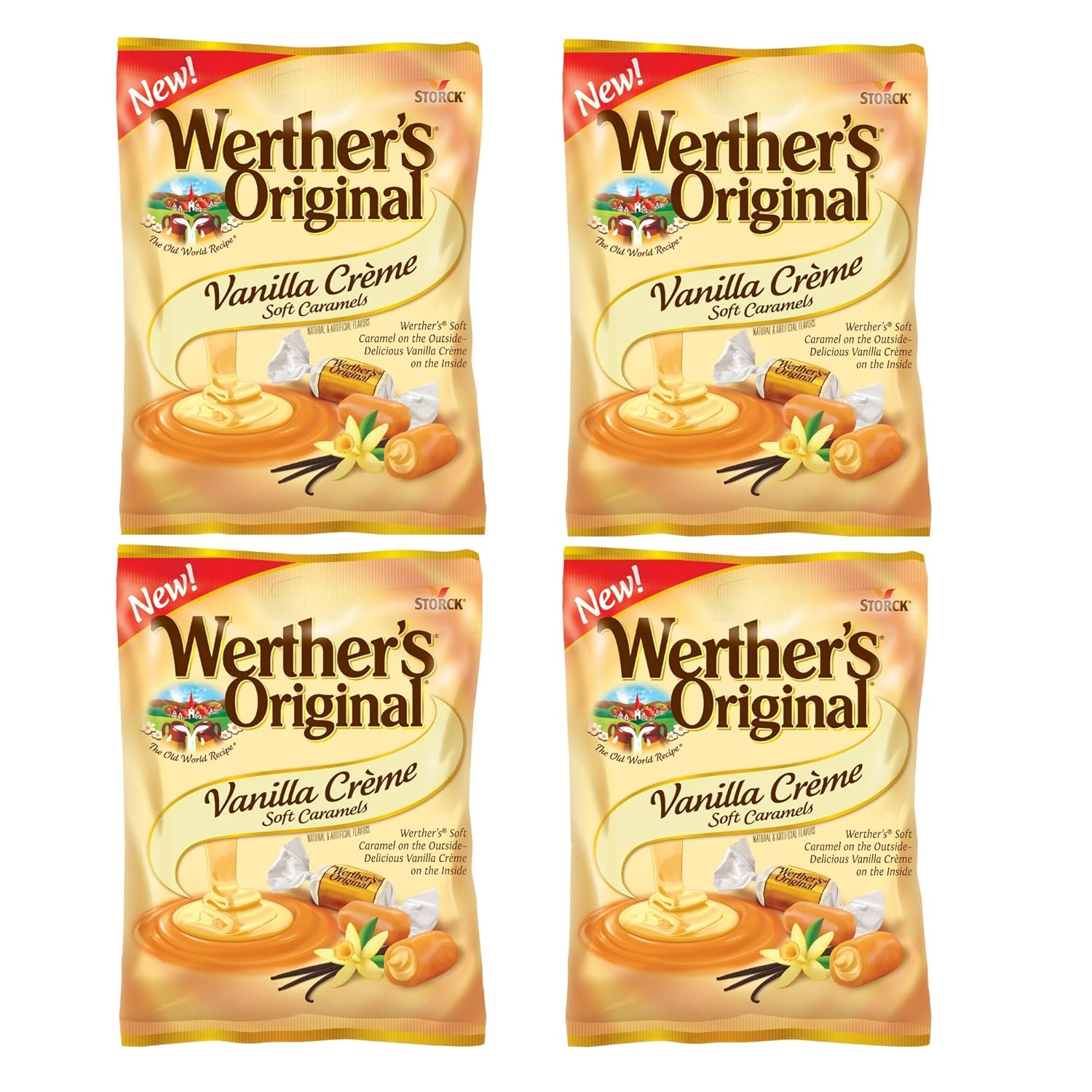 Werther's Original Vanilla Creme Soft Caramels, 4.51 Oz Pack of 4