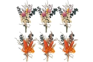 Auidy_6TXD 6pcs Dried Flower Bouquet, Boho Wedding Dry Flowers for Decoration, Mini Dried Flower Bouquet, Bridesmaid Flower Girl Gift Box Dried Flowers for Table Centerpieces Cake Flowers Bottle Decor