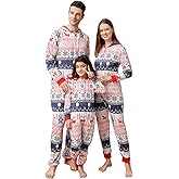 ANGELGGH Family Matching Christmas Onesie Pajamas, Vacation Cute Printed One Piece Pajamas, Xmas Hooded Holiday Sleepwear