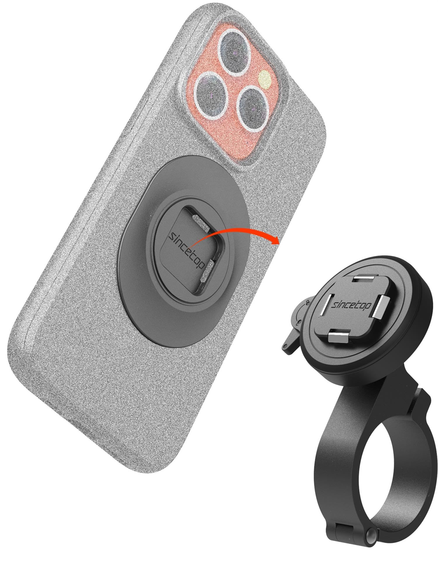 sincetop New Series Q [ Quad ] Bike and Motorcycle Phone Mount - Quick Release Aluminum Alloy Holder - Compatible with Bicycles, Electric Bikes, Motorcycles, and Scooters