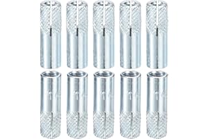 DTGN 1/4" x 1" Drop-in Anchors - 15 Pack - Silver Carbon Steel Hex Socket Expansion Bolts
