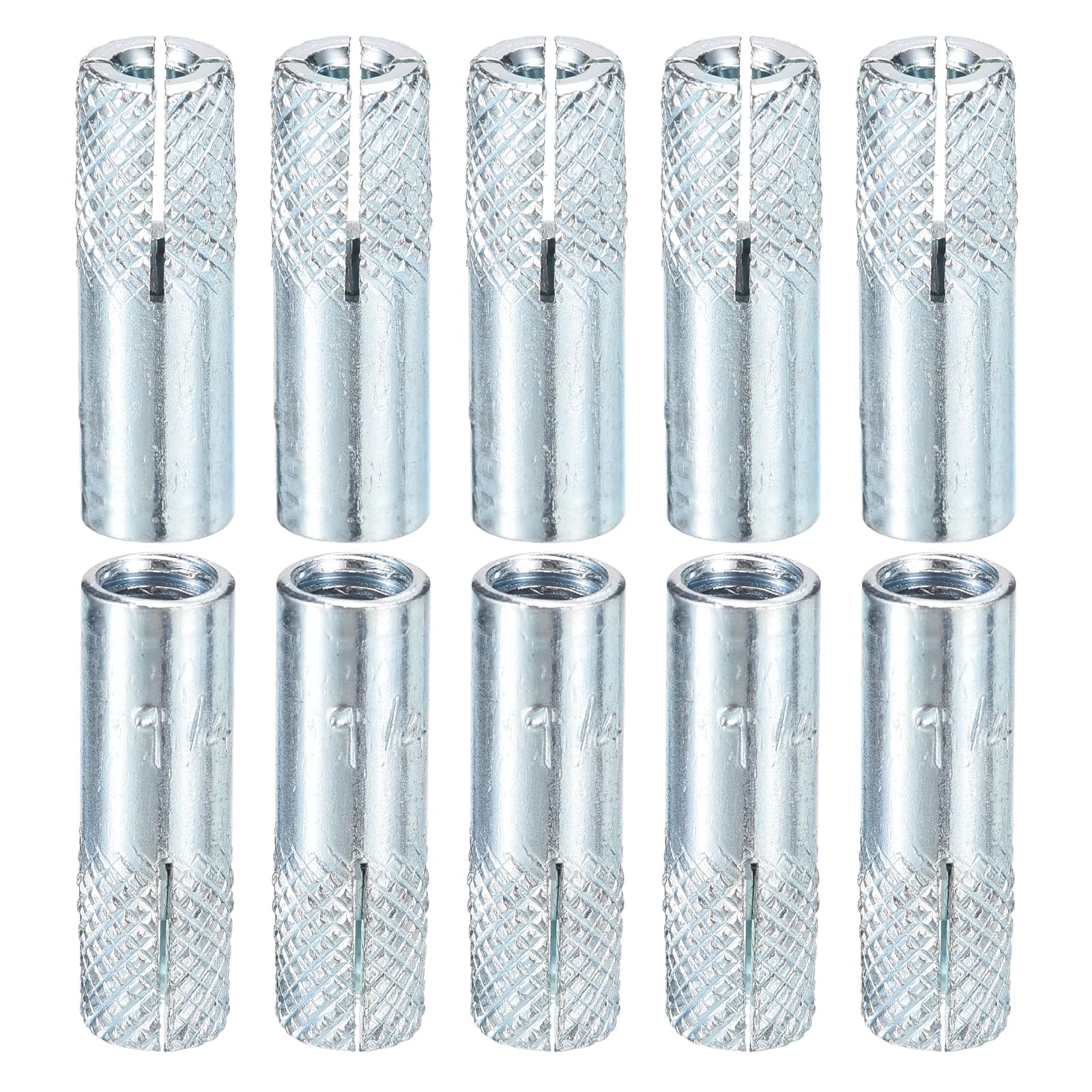 DTGN 1/4" x 1" Drop-In Anchors - 25 Pack - Good for Dry Walls Hollow Bricks Plaster - Carbon Steel Sleeve Anchors Tool Expansion Anchors - Silver