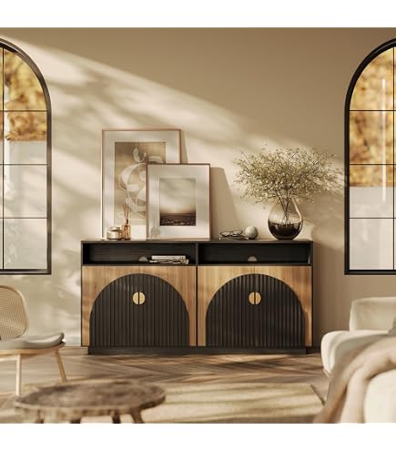 64" Fluted TV Stand - Modern Entertainment Center For TVs Up To 75", Media Cabinet With Drawer & Shelves