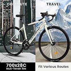 Ecarpat 700C Road Bikes, 16 Speed, Commuting City