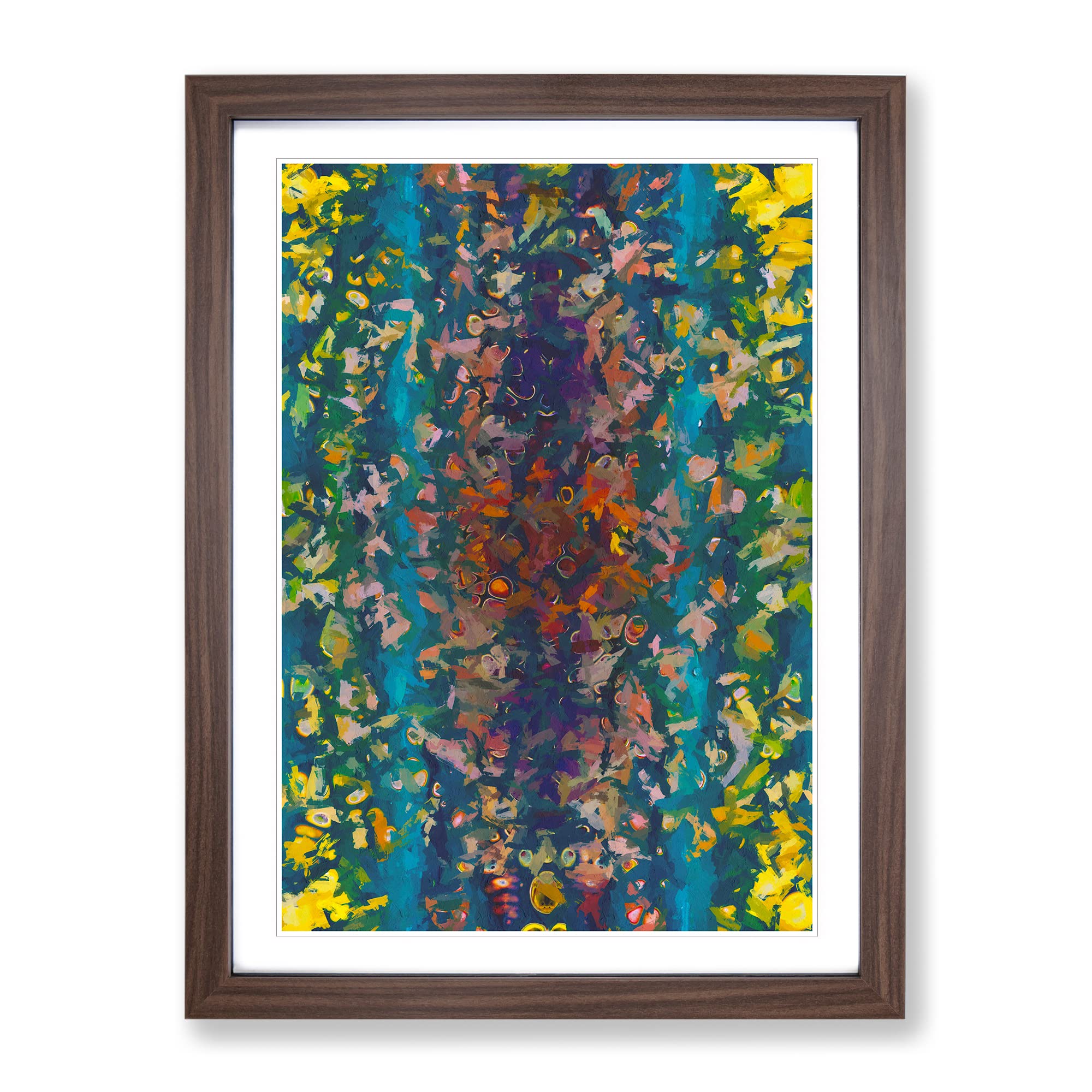 Nature And Nurture Abstract Framed Print | A4 Walnut Framed Wall Art | Ready to Hang | Abstract Landscape Picture | Living Room Bedroom Lounge Office