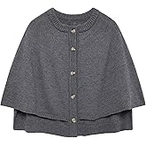 KEOMUD Women Cape Sweater Casual Cropped Cardigan Button Up Knit Poncho Sweater Shawl for Fall Winter