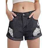 EXARUS Girls Jean Shorts Ripped Distressed Frayed Raw/Folded Hem Teen Tween Youth Mid Rise Casual Summer Kids