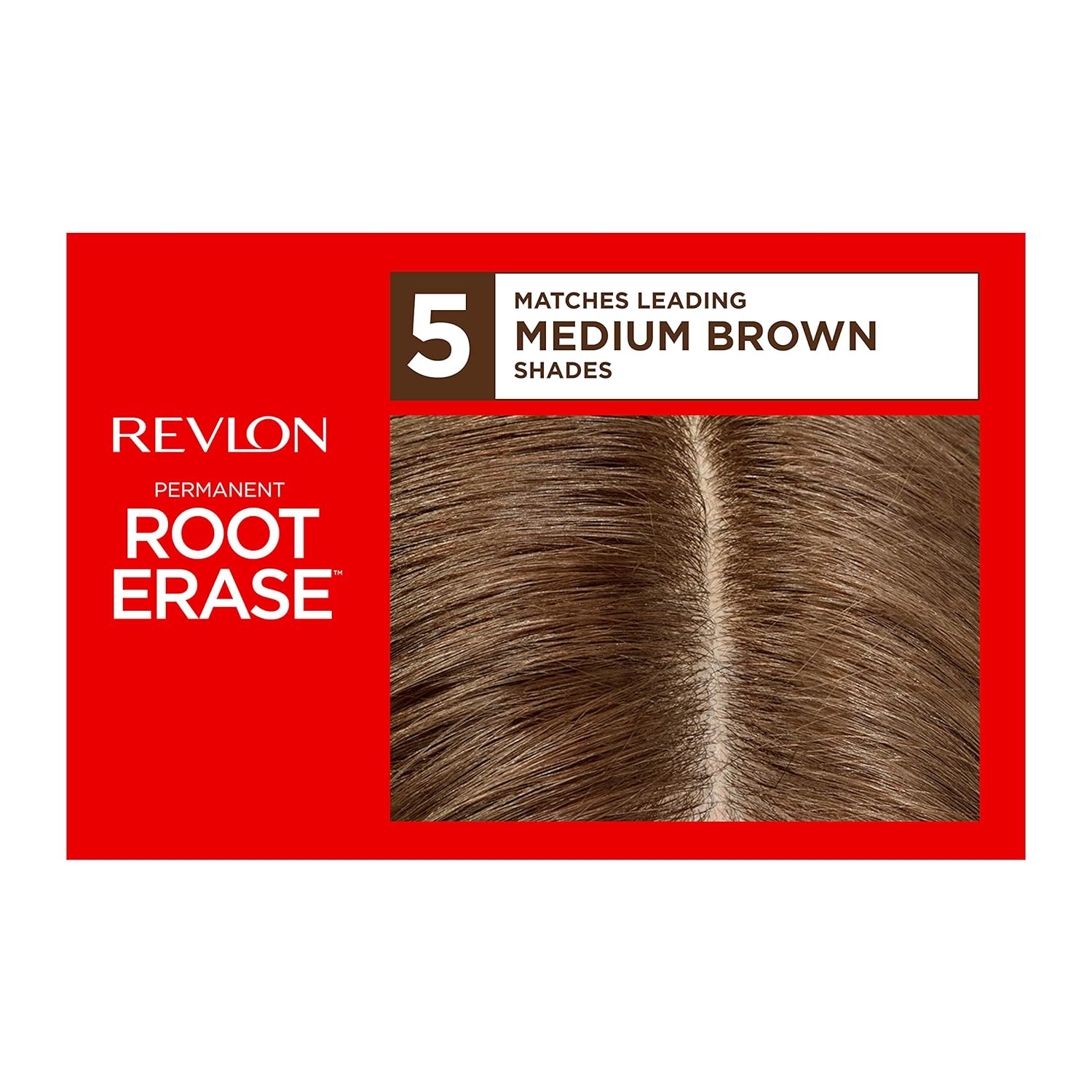 Revlon Root Erase Permanent Hair Color, At-Home Root Touchup Hair Dye with Applicator Brush for Multiple Use, 100% Gray Coverage, Medium Brown (5), 3.2 oz: Beauty