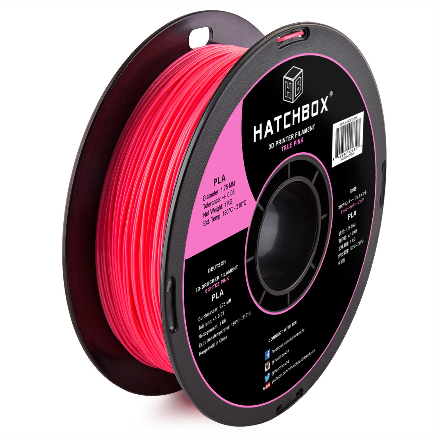 HATCHBOX PLA 3D Printer Filament, Dimensional Accuracy +/ 0.03 mm, 1