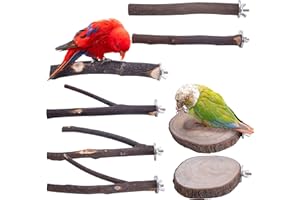 Deloky 8 PCS Natural Wood Bird Perch Stand-Wooden Parrot Perch Stand-Perch Platform Cage Accessories for Parrotlets Budgies Cockatiels Parakeets Lovebirds