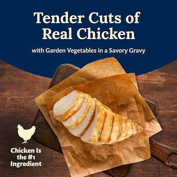 BLUE BUFFALO DELECTABLES NATURAL WET DOG FOOD TOPPERS, TASTY CHICKEN CUTS IN GRAVY, 3-OZ. (24 POUCHES)