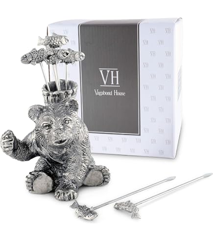 Amazon.com: Vagabond House Pewter Camping Bear with 6 Fish Cheese