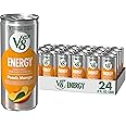 V8 +ENERGY Peach Mango Energy Drink, Made With Real Vegetable And Fruit Juices, 8 Ounce Can (Pack Of 24)