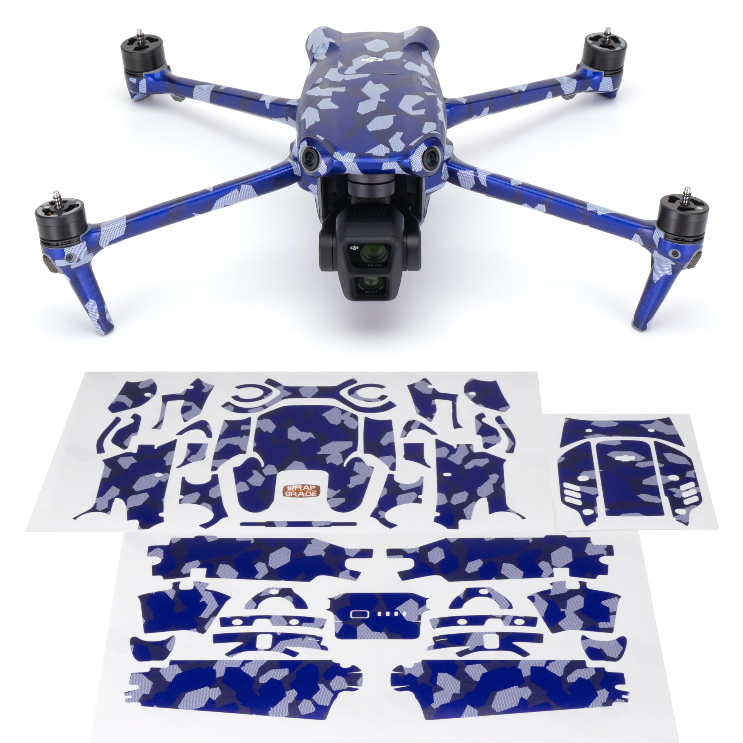 WRAPGRADE Skin Stickers compatible with DJI Air 3 | Full Wrap Set (STRATOSPHERE BLUE DOT CAMO)